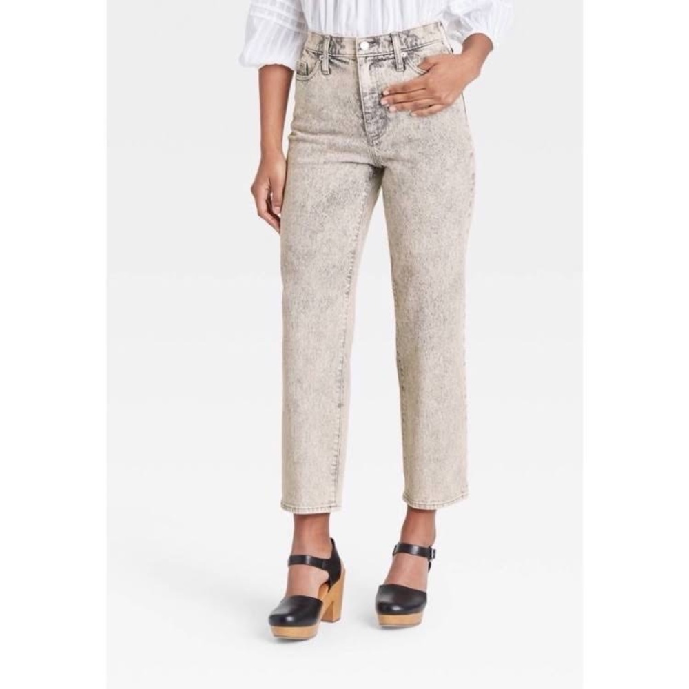 Universal Thread Vintage Straight High Rise Crop jeans Acid wash Gray
